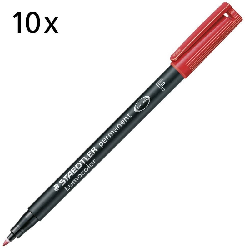 Staedtler 3182 - Lumocolor Permanent Rosso F Conf. 10 pz.