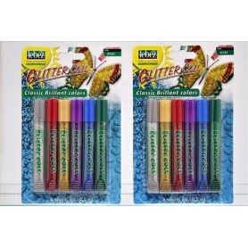 Lebez 5131 - Blister 6 Tubetti Colla Glitter Colori Assortiti 10,5 ml