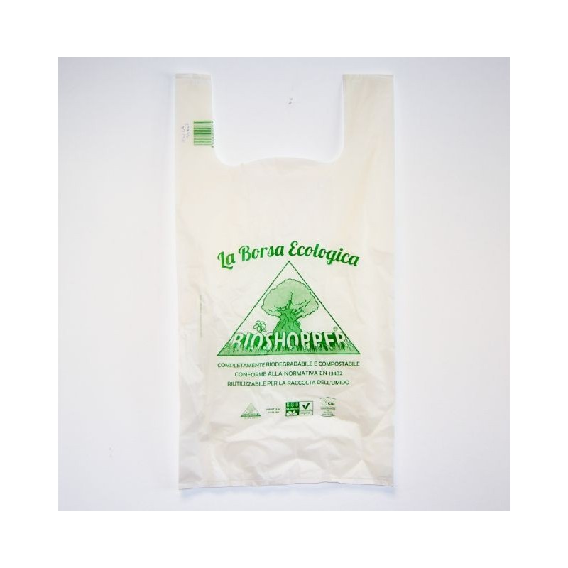 Shopper 3465 - Shopper Bianco Biodegradabile 34 x 65 Cm Conf. 500 pz.