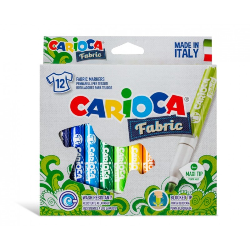 Carioca 40957 - Confezione 12 Pennarelli per Tessuti New Fabric