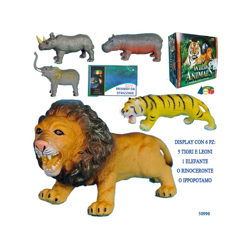 Ginmar 50996 - Animali Zoo Morbidi Display 6 pz