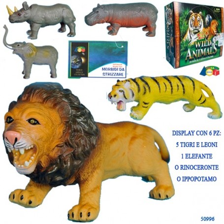 Ginmar 50996 - Animali Zoo Morbidi Display 6 pz