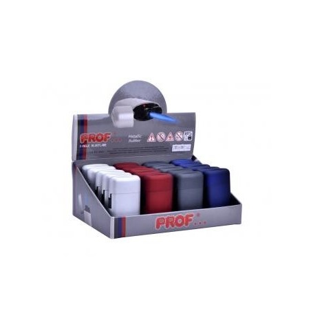 Prof 4166 - Accendino Antivento Turbo Gomma Effetto Metallo Cf. 20 pz