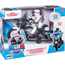 Rstoys 10471 - Moto Polizia a Frizione Luci e Suoni con Pilota