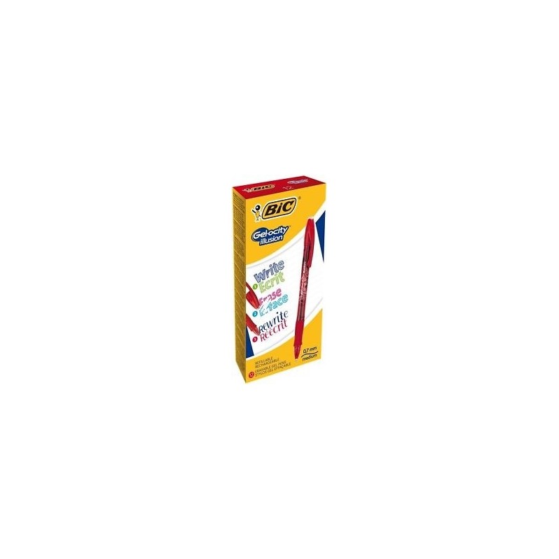 Bic 6013 - Penna Cancellabile Gelocity illusion Gel 0,7mm Rossa Conf.12 pz.