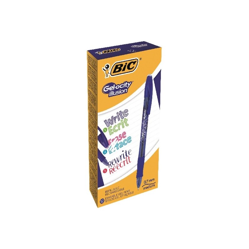 Bic 6011 - Penna Cancellabile Gelocity illusion Gel 0,7mm Blu Conf.12 pz.