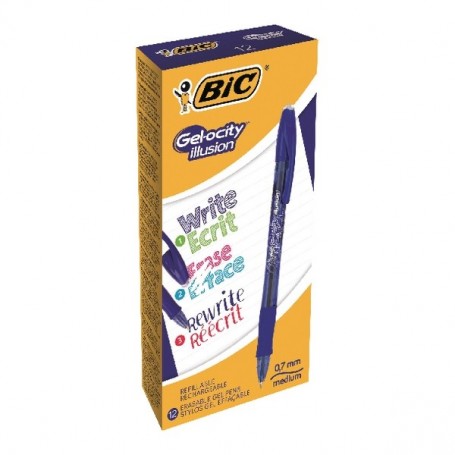 Bic 6011 - Penna Cancellabile Gelocity illusion Gel 0,7mm Blu Conf.12 pz.