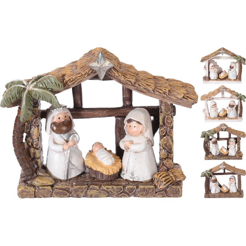 Koopman 609000 - Natività Resina 9x3 cm. 4 Soggetti Ass.