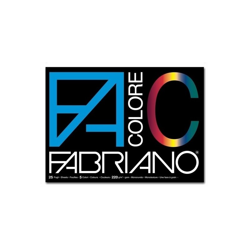 Fabriano 65251524 - Blocco Cartoncini Colorati 220gr 5 colori 24 x 33