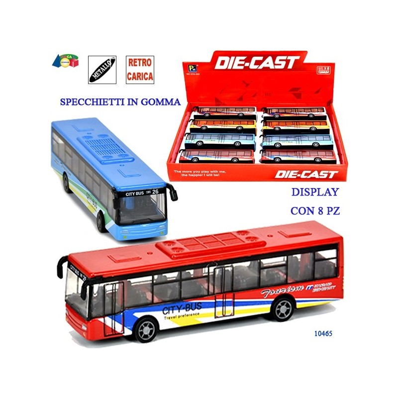 Ginmar 10465 - Autobus Die-cast Retrocarica Display 8 pz