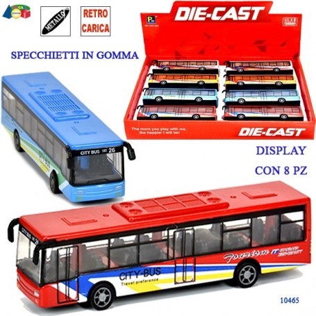 Ginmar 10465 - Autobus Die-cast Retrocarica Display 8 pz