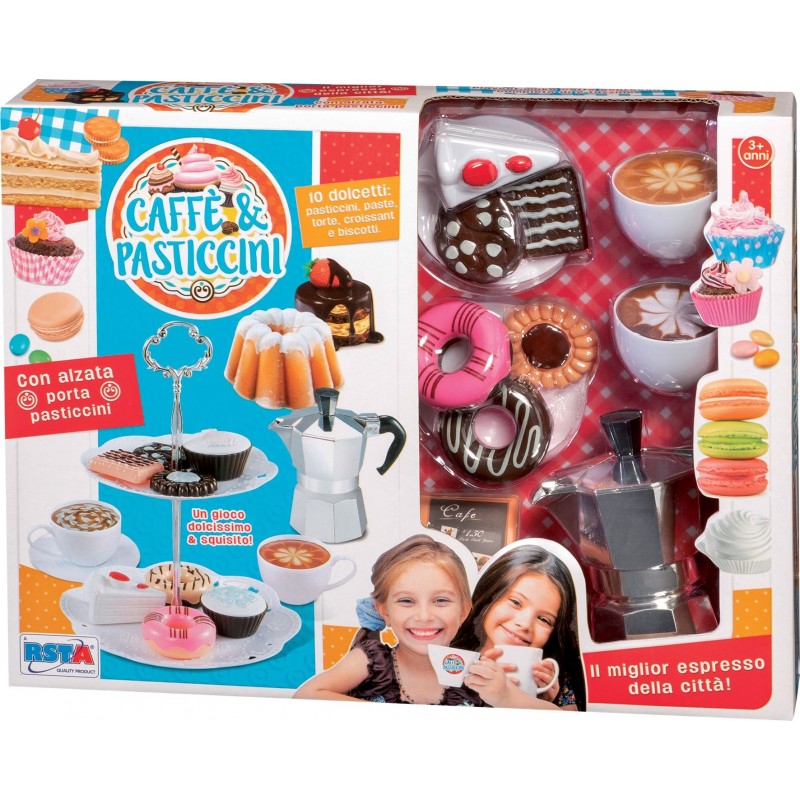 Rstoys 10536 - Playset Caffè e Pasticcini con Alzata Porta Pasticcini