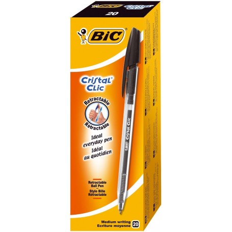 Bic 7161 - Penna Cristal Clic Nera Conf.20 Pz