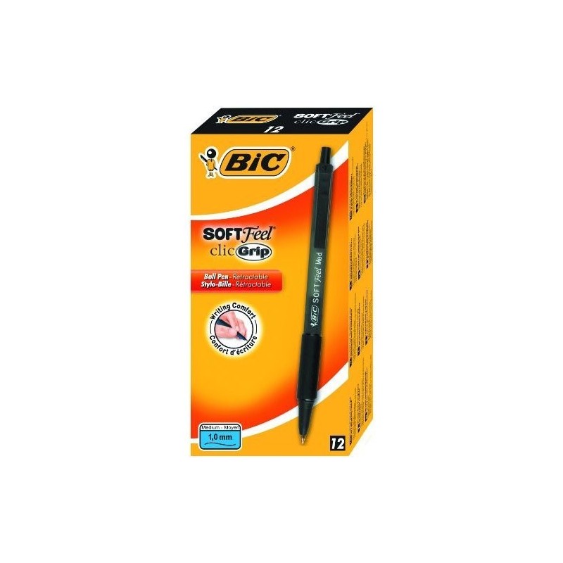 Bic 91436 - Penna Bic Soft Feel Clic Grip Nere Conf.12 pz.