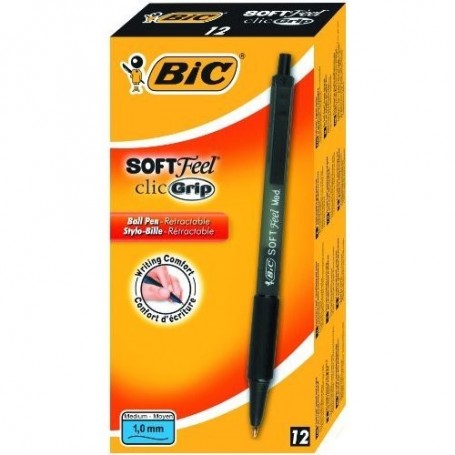 Bic 91436 - Penna Bic Soft Feel Clic Grip Nere Conf.12 pz.