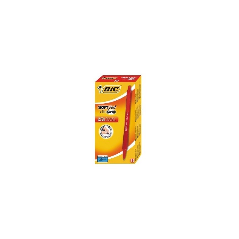 Bic 91436 - Penna Bic Soft Feel Clic Grip Rossa Conf.12 pz.