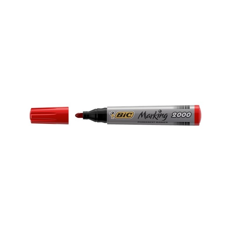 Bic 2000R - Marcatore Permanent Rosso Punta Tonda Conf. 12 pz.