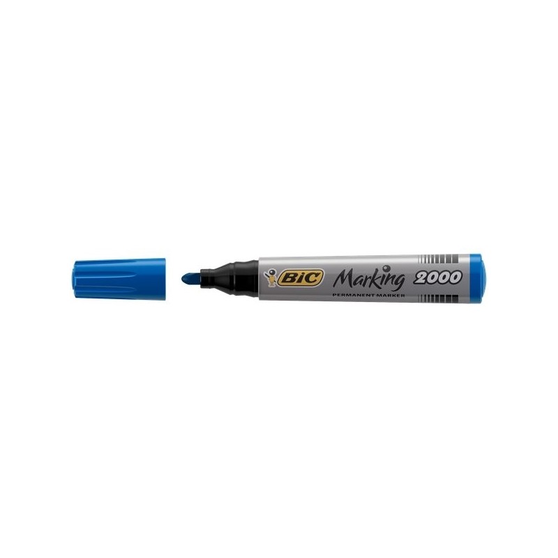 Bic 2000B - Marcatore Permanent Blu Punta Tonda Conf. 12 pz.