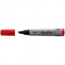 Bic 2300R - Marcatore Permanent Rosso Punta Scalpello Conf. 12 pz.