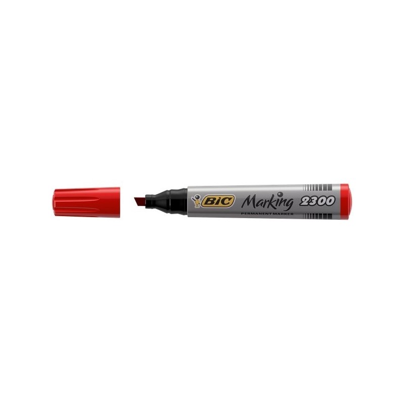 Bic 2300R - Marcatore Permanent Rosso Punta Scalpello Conf. 12 pz.