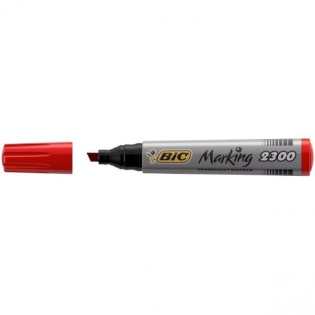 Bic 2300R - Marcatore Permanent Rosso Punta Scalpello Conf. 12 pz.