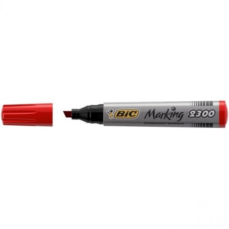 Bic 2300R - Marcatore Permanent Rosso Punta Scalpello Conf. 12 pz.