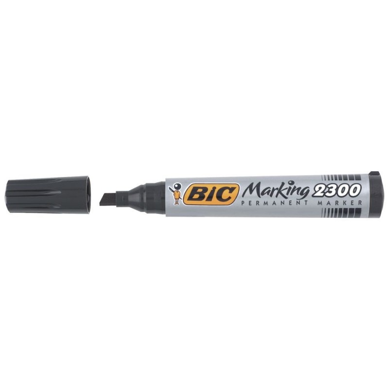 Bic 2300N - Marcatore Permanent Nero Punta Scalpello Conf. 12 pz.