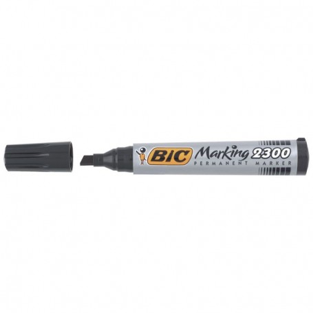 Bic 2300N - Marcatore Permanent Nero Punta Scalpello Conf. 12 pz.