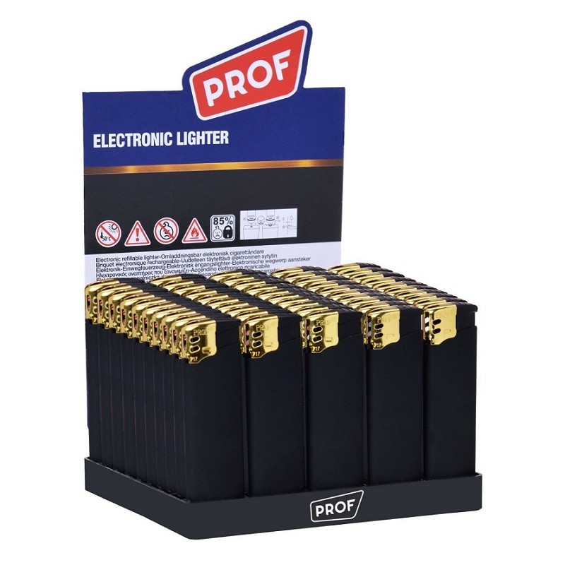 Prof 2145 - Accendino Elettronico Black Rubber Conf. 50 pz
