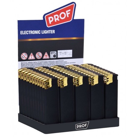 Prof 2145 - Accendino Elettronico Black Rubber Conf. 50 pz