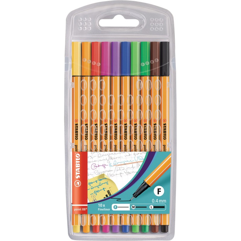 Stabilo 8810 - Pennarelli Fineliner Point 88 Confezione 10 Colori
