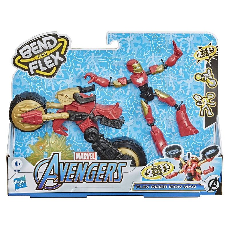 Habro F02445 - Marvel Avengers - Bend And Flex Iron Man con Veicolo Snodabile