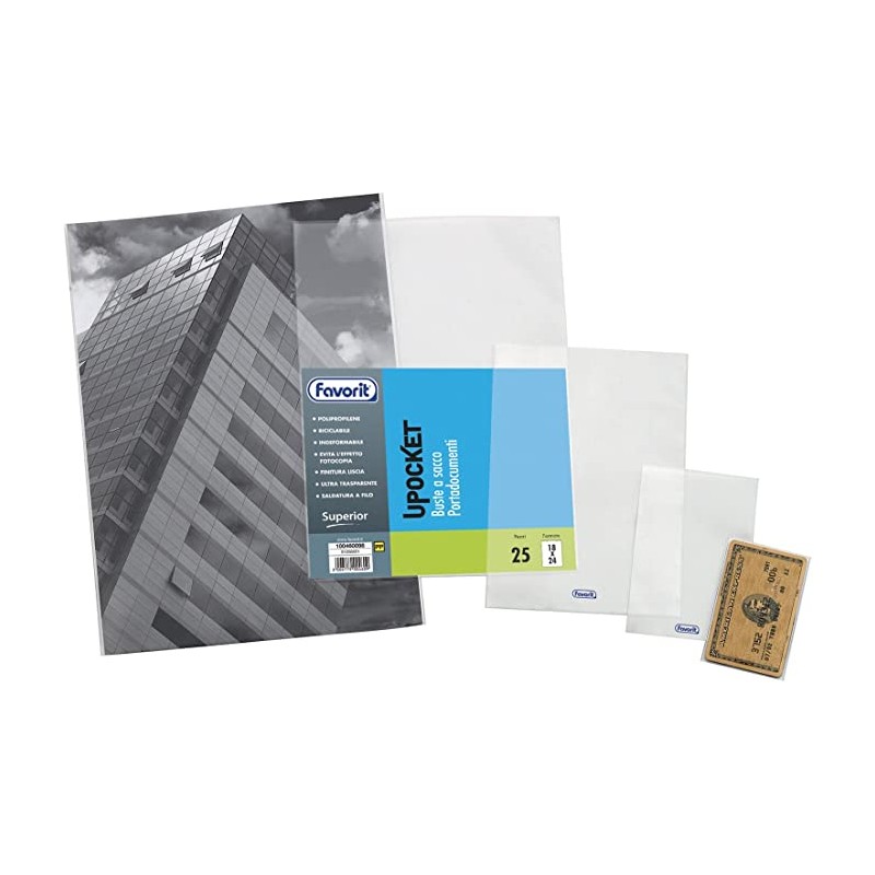 Favorit 460093 - Busta Trasparente U Pocket 11x16 Conf 25 pz