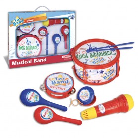 Bontempi 2931 - Kit Musicale con Microfono Tamburo Cembalo Nacchera e Maracas