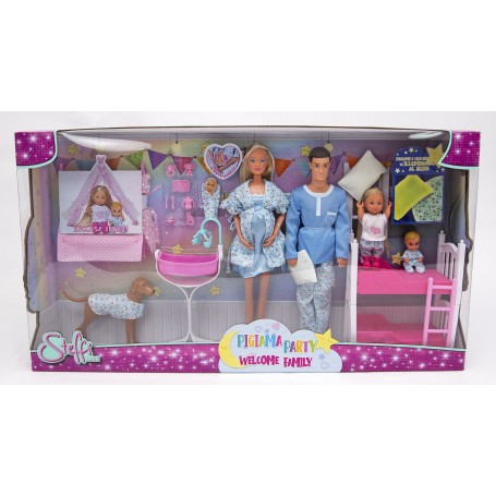 Simba 35520 - Steffi Love - Pigiama Party Welcome Family Dolce Attesa Effetto Glow In The Dark