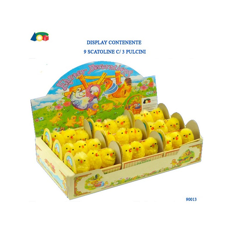 Ginmar 90013 - Confezione 9 Scatole da 3 Pulcini Ciniglia