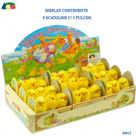 Ginmar 90013 - Confezione 9 Scatole da 3 Pulcini Ciniglia