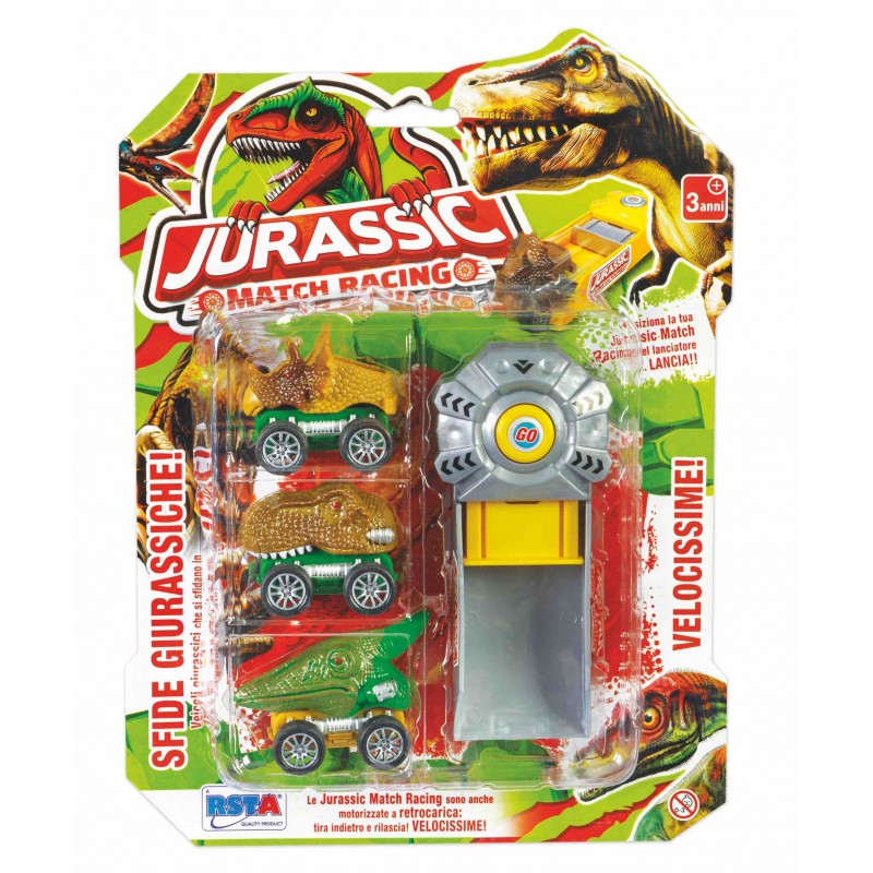 Rstoys 11287  Blister Jurassic Racing Auto Retrocarica con Lanciatore