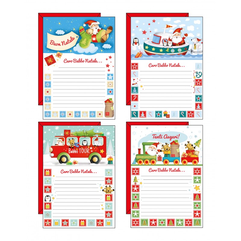 Kartos 8068 - Letterine Babbo Natale 4 Soggetti Conf.24 pz