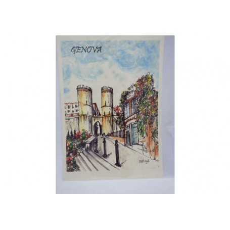 Genova 7534 - Stampe Acquerello su Cartoncino 22x32cm (Porta Soprana)