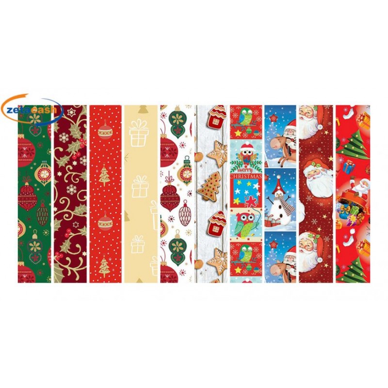 MAYPLUSS Rotolo di carta da regalo natalizia reversibile, 76