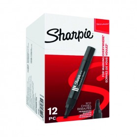 Newell 192654 - Marcatore Sharpie Punta Scalpello Nero Conf.12 pz