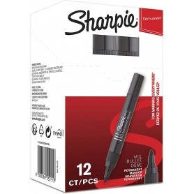 Newell 134271 - Marcatore Sharpie Punta Tonda Nero Conf.12 pz