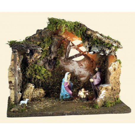 Rossi Rosa 82433 - Capanna con Natività e Luci 33x18x24cm