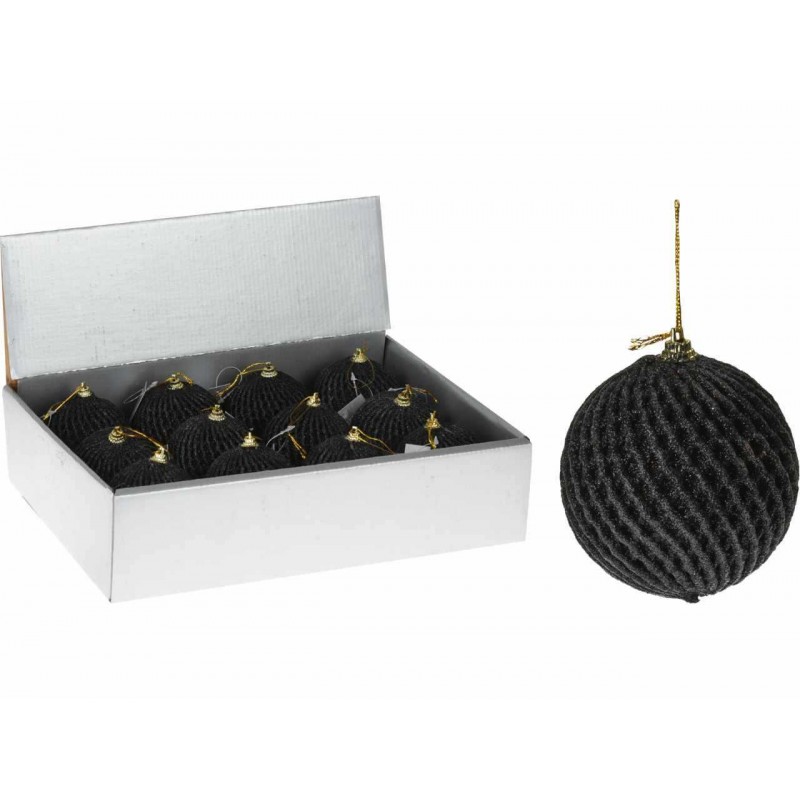 Koopman CAA126920 - Sfera Glitter Nero 8cm