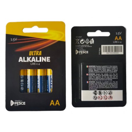 Fratelli Pesce 8493 - Pile Stilo AA Ultra Alkaline Blister 4 Pile