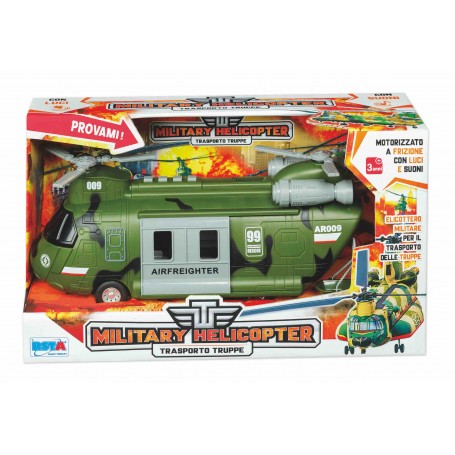 Rstoys 11527 - Elicottero Militare a Frizione Trasporto Truppe Luci e Suono