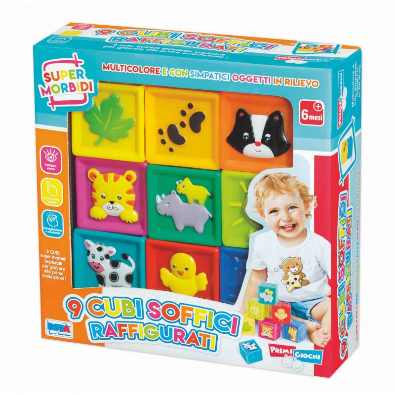 Rstoys 11528 - Primigiochi Set 9 Cubi Soffici Disegnati