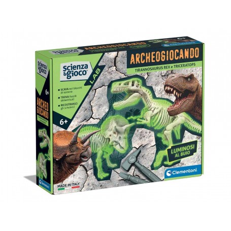 Clementoni 19345 - Scienza & Gioco -  Archeogiocando T-Rex e Triceratopo