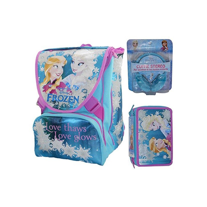 Seven 228387 - Zaino Estensibile con Astuccio 3 Zip e Cuffie Frozen